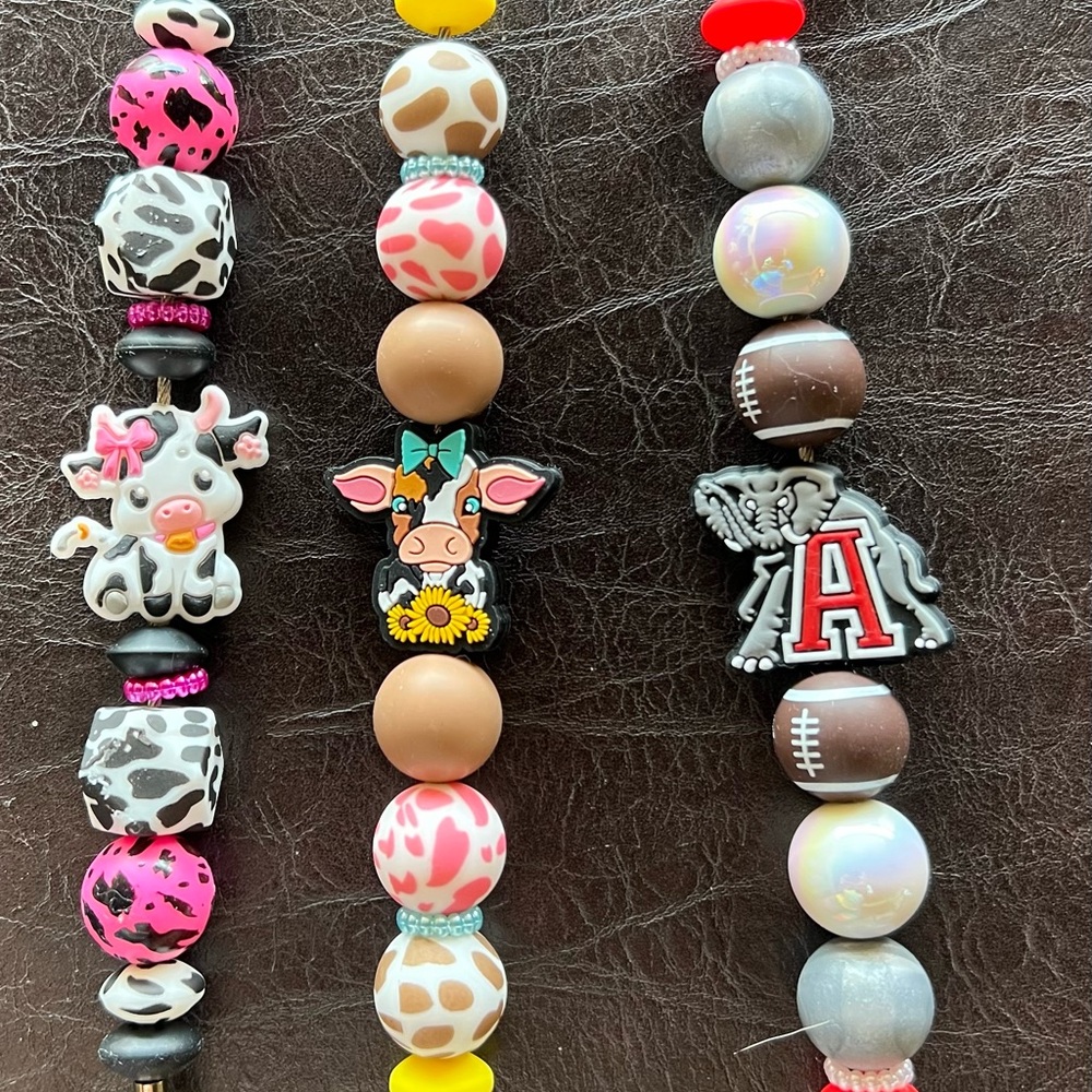 Silicon Bead Tumbler Cup Charms, handmade with focals and special beads